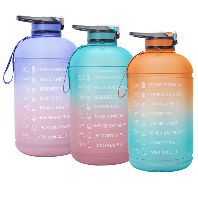 128oz- 1 Gallon Sports Large Water Jug Motivational Water Bottle with Time Marker Handle Leakproof