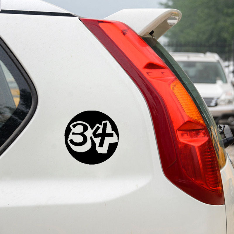 14CM*14CM Fashion Number 34 Vinyl High-quality Retro-reflective Car Sticker Decal Decoration