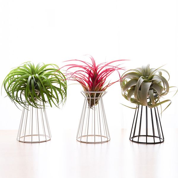Wrought Iron Hollow Flower Pot Simulation Pineapple Succulent Plants Stand Home Accessories Office Decor Metal Flower Vase