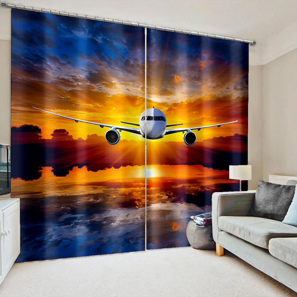 High quality custom curtain fabric sunset sky 3D Blackout Curtains For Living room