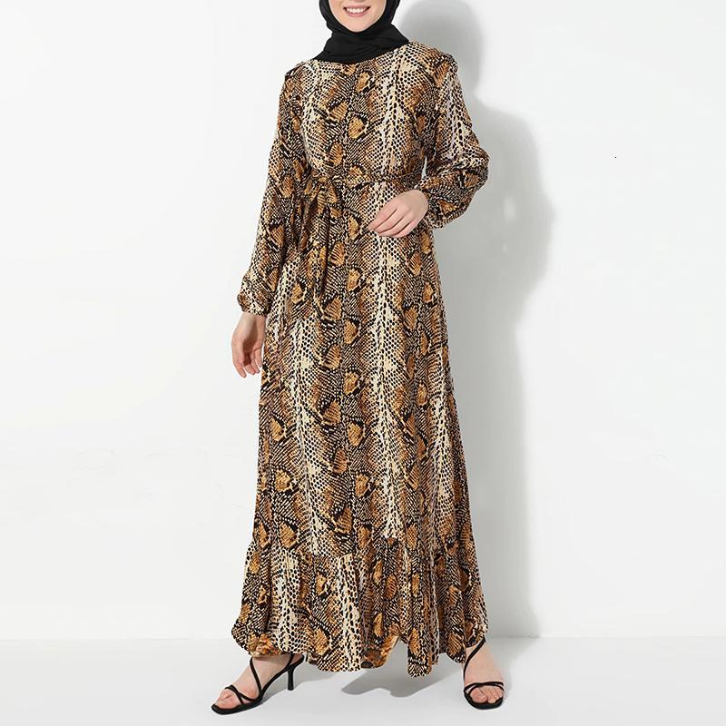 Women&#039;s Blouses & Shirts Women Muslim Vintage Dress Casual Leopard print Maxi Long ZANZEA Islamic Kaftan Sleeve Robe 2021 Loose Ve