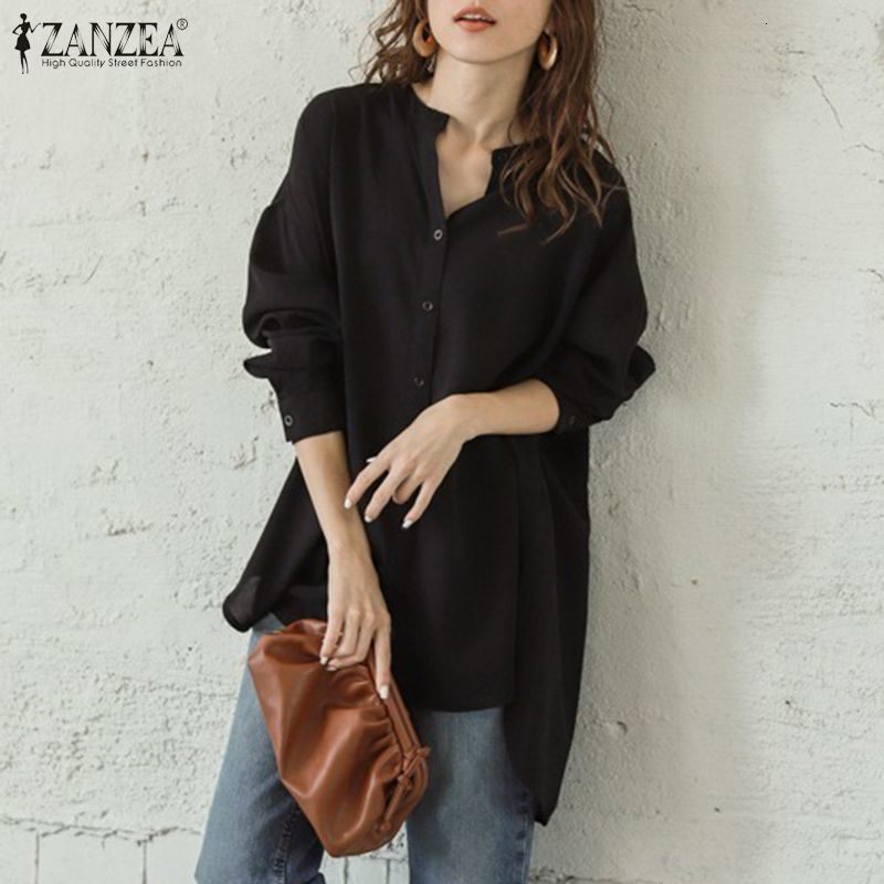 Women&#039;s Polos Long Sleeve Shirts Womens Fashion Blusa Feminina Office Lady Solid Tops Female Button ZANZEA Back Fork Bow Blouses O