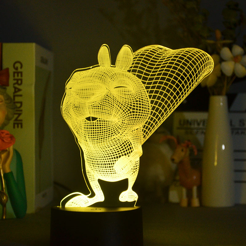 Kids 3D Night Light Plug In LED Desk Lamp Bedside Nightlight Rabbit Bluetooth Base Room Party Decor Atmosphere Child Birthday Gift