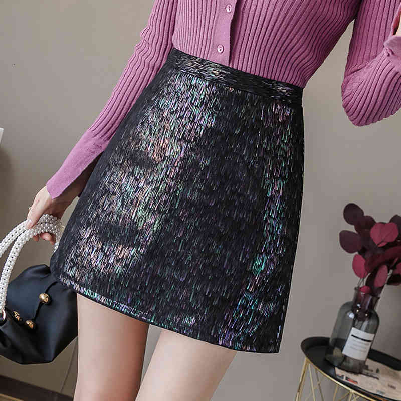 Skirts Korean Metallic Suede Slim Hip A-line Short Skirt Skorts Winter VeetMini 0DPW