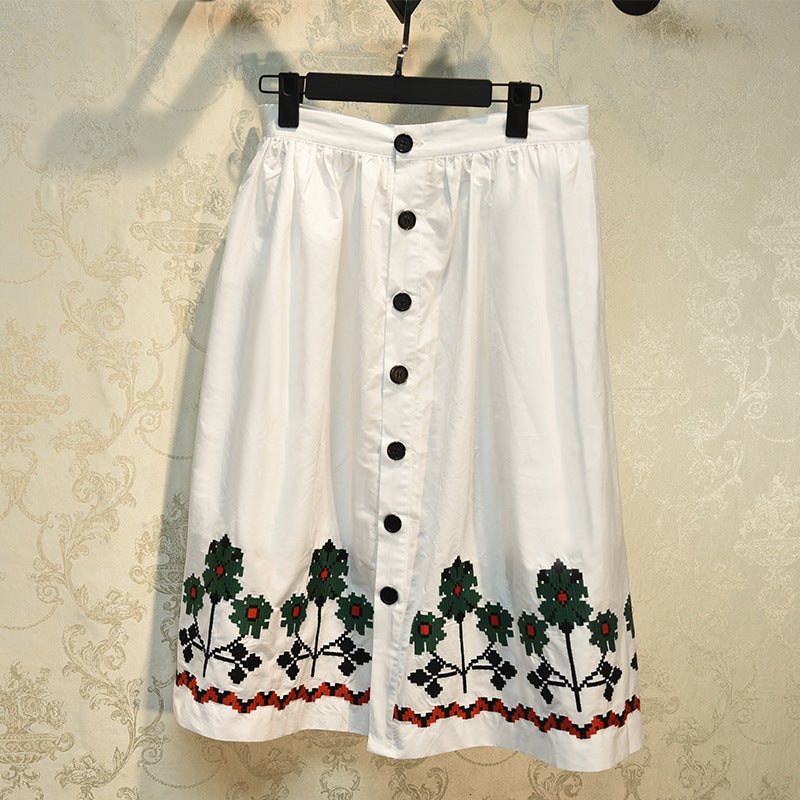 Skirts Runway Brand Summer Women Korean Design Clothes Version Luxury Embroidery Fashion Loose Single-breasted WY5V