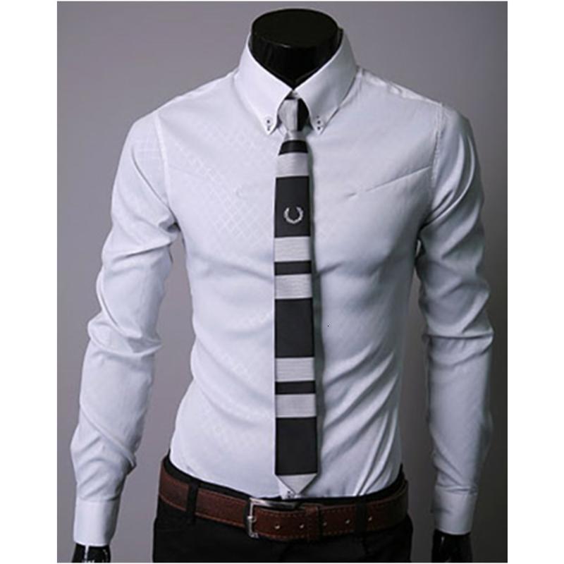 Men&#039;s Dress Business Man Formal Shirts Long Sleeve Tops Turn-down Collar High Quality Male Clothes Office Wear Korean Style Slim Shirt
