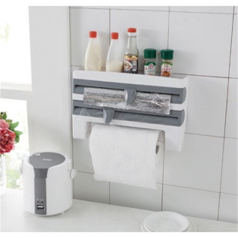 Kitchen Organizer Cling Film Sauce Bottle Storage Rack Paper Towel Holder Rack Wall Roll Paper for the Kitchen Supplies Tools