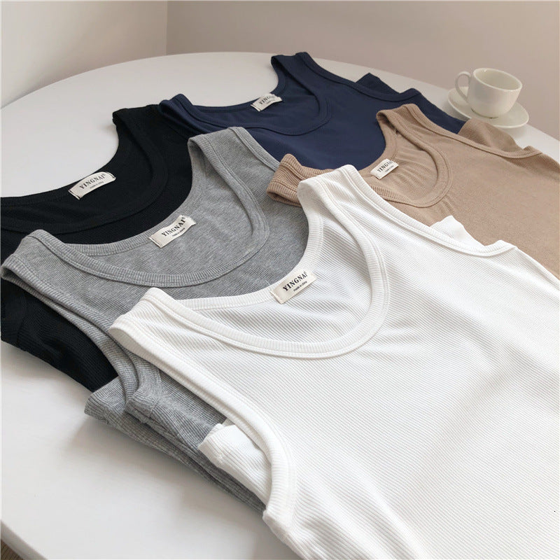 Women&#039;s Tanks & Camis Soft Elastic Sleeveless Women Tank Tops Rib Cotton Solid Color Casual Woman Vest Fashion Streetwear Summer 2