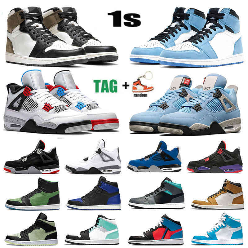 Dark mocha 1 1s Mens Basketball Shoes Bred what the 4 4s Twist Obsidian University Blue fearless Banned toe women men sports SneakersTREU