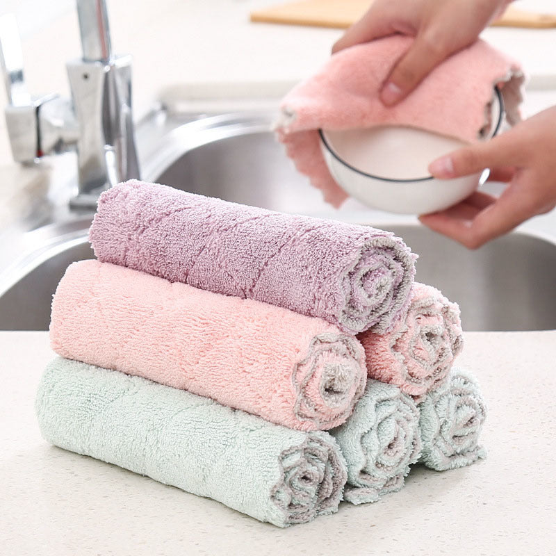 Non-stick Oil Kitchen Gadgets Ultra-fine Fiber Clean Cloth 1PC Hygiene Cleaning Towel Double-sided Thickening Super Absorbent