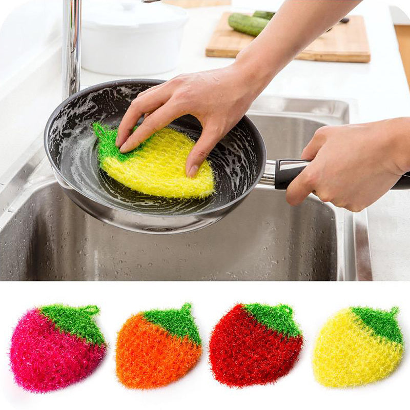 Fruit Dish Scrubber Sponge Clean Non-scratch Strawberry Home Kitchen Tool Bowl Pan Washing Cleaning Cloth Scouring Tableware