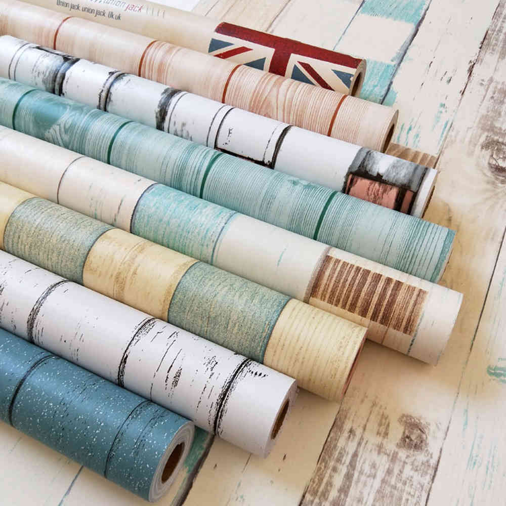 Wallpaper Waterproof PVC Vinyl Wood Grain Self Adhesive Wall Stickers Furniture Renovation Decals For Kitchen Wardrobe Cabinet