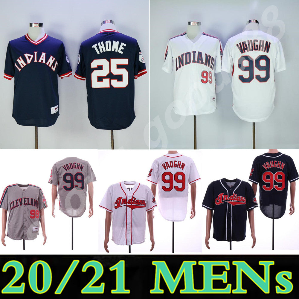 Custom Mens Women Youth Cleveland Baseball Jersey Stitched Jim Thome Ricky Vaughn Kenny Lofton Manny Ramirez Indians Jerseys
