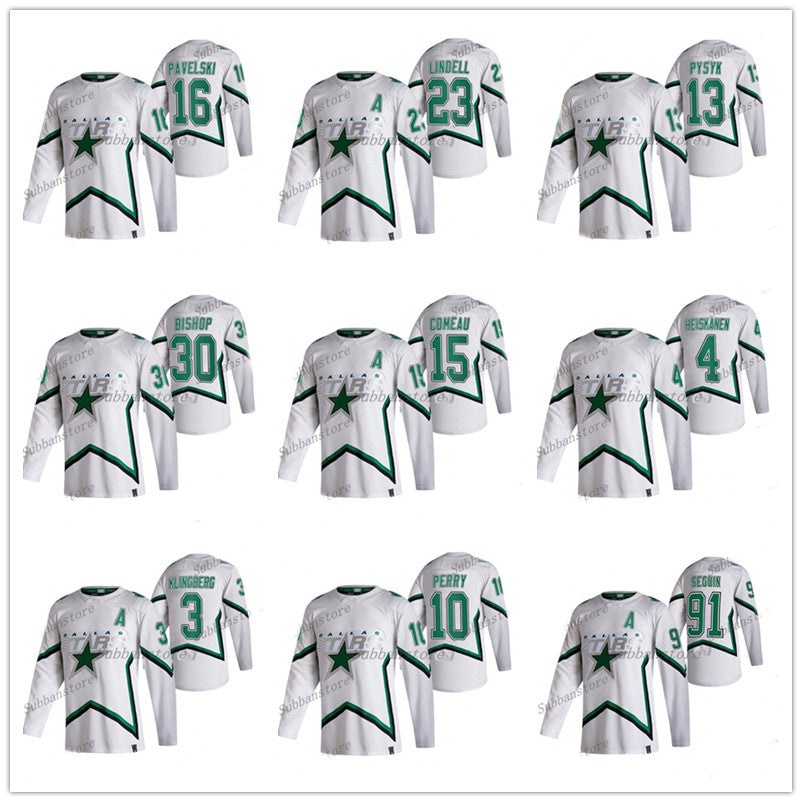 Dallas Stars Hockey jerseys 2021 Reverse Retro Jersey 14 Jamie Benn 91 Tyler Seguin 30 Ben Bishop 47 Radulov 4 Miro Heiskanen uniform shirt
