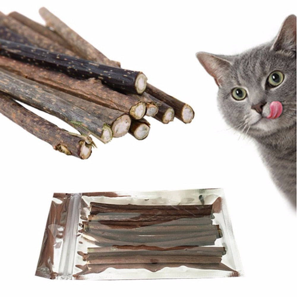 10-15-20pcs Pure Natural Catnip Pet Cat Toy Molar Toothpaste Branch Cleaning Teeth Silvervine Cat Snacks Sticks Pet Supplies