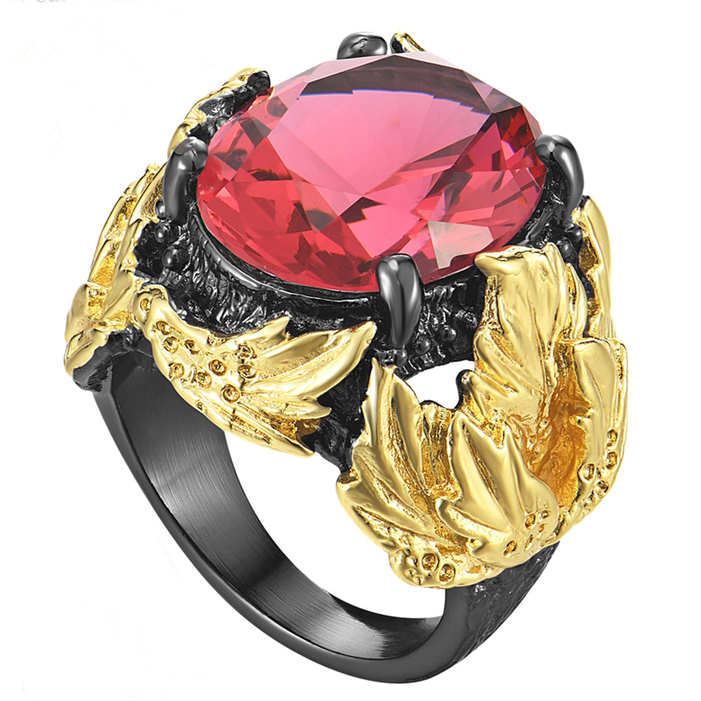 Amazing Ring With Big Oval Fuchsia Zircon Luxury Index Rings Female Jewelry Jewellery