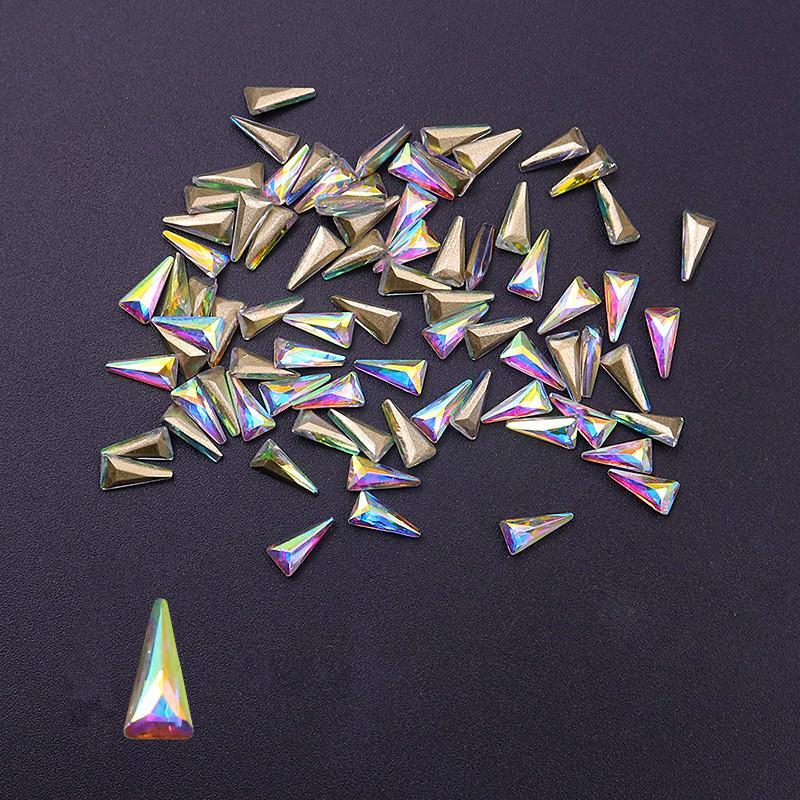 10pcs 3D Triangle Holo Nail Art Decorations Sets Glitter Shiny Nail Stone DIY Manicure Crystal Rhinestone Accessory