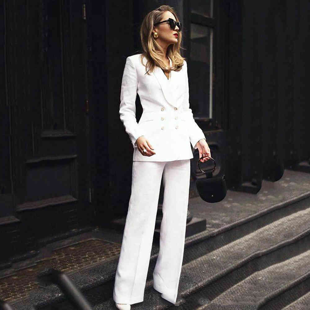Women&#039;s Suits & Blazers Formal white womens pant for double office ladies breasted blazer pants work attire homme