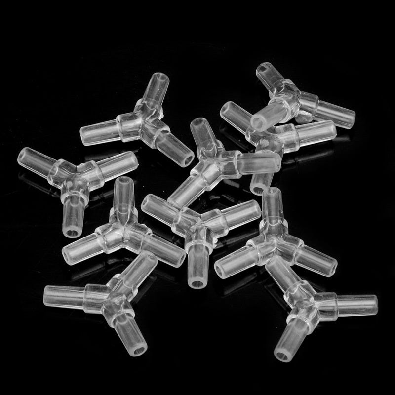 Y-shaped 10-piece 3-way connector clear air valves oxygen aquarium tubing 40JA