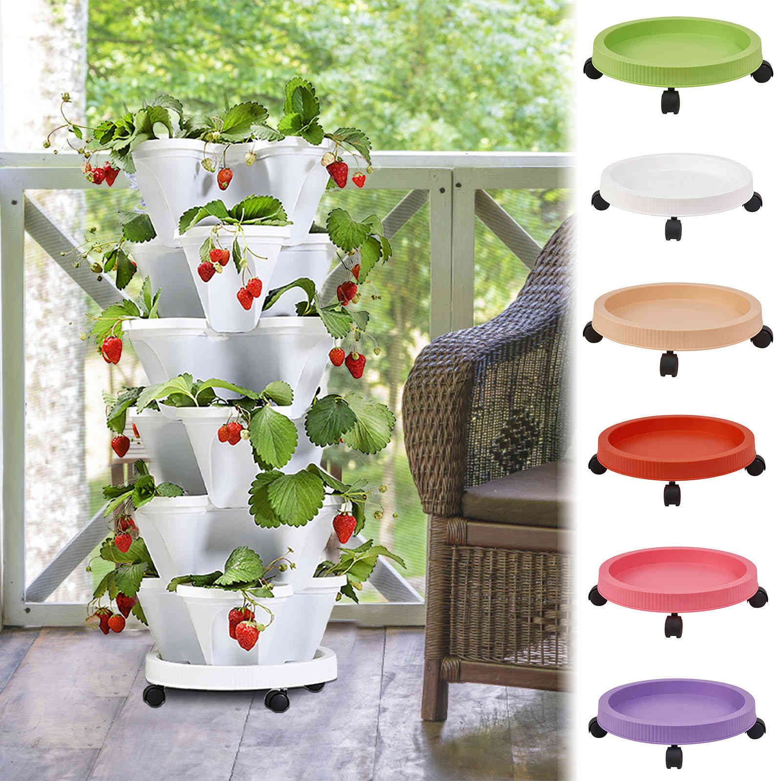 Reusable plant support tray removable flower vase tray wheel lower tray drip water base plant drip garden supply