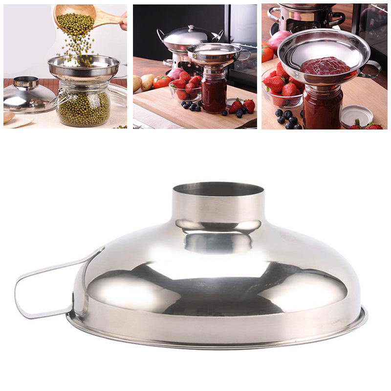 Canning Funnel Stainless Steel Wide Mouth Canning Funnel Hopper Filter Leak Wide-Mouth Can For Oil Wine Kitchen Cooking Tools