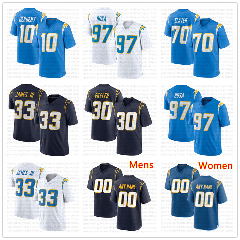 Men Womens Youth Custom Football Jersey Justin Herbert Joey Bosa Derwin James Jr Hunter Henry Keenan Allen Austin Ekeler Mike Williams Kenneth Murra