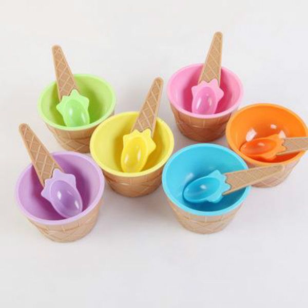Kids Ice Cream Bowls Tools Cup Couples Bowl Gifts Dessert Container Holder With Spoon Children Gift Supply RH4105