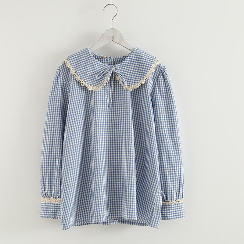 Women&#039;s Blouses & Shirts Lamtrip Back Buttons Up Unique Japanese QUality Peter Pan Collar Long Sleeve Pliad Lace Ee Kawaii Sweet S