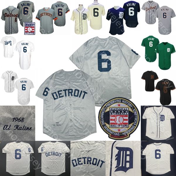Baseball Al Kaline Jersey Grey Hall Of Fame 1968 Cooperstown Cream Black Fashion Navy Green Player White Former Salute to Service Home Way