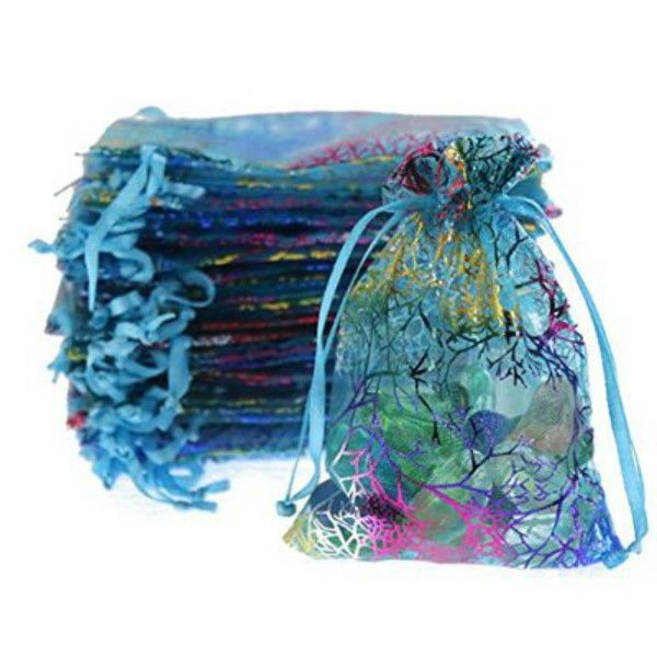 Coralline Organza Drawstring Jewelry Packaging Pouches Storage Bags Party Candy Wedding Favor Gift Bag Design Sheer with Gilding Pattern RH4