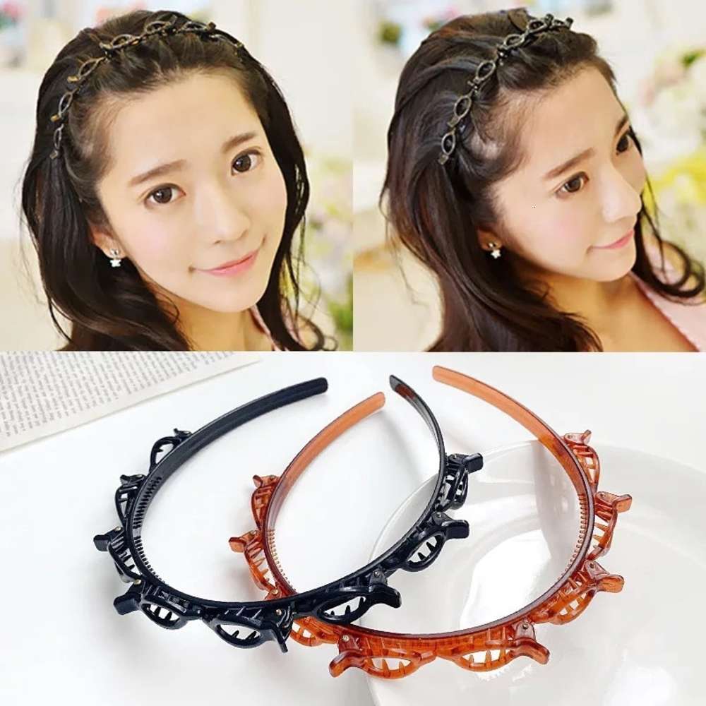 Korean double-layer banger hair hoop braider hollow knitting HAIR BAND HEADBAND net red headband hairpin