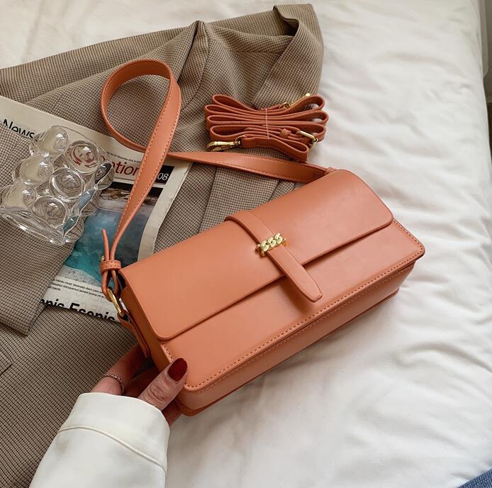 Factory wholesale women bag summer solid color leather messenger bags Joker Candy-colored underarm shoulder handbag street fashion belt decorative h