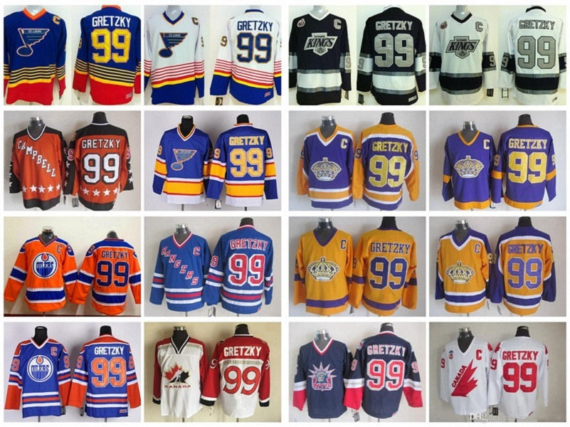 99 Wayne Gretzky Jersey Men Stitched 1984 All Star New York Rangers LA Kings St. Louis Blues Hockey Gretzky Vintage Jerseys
