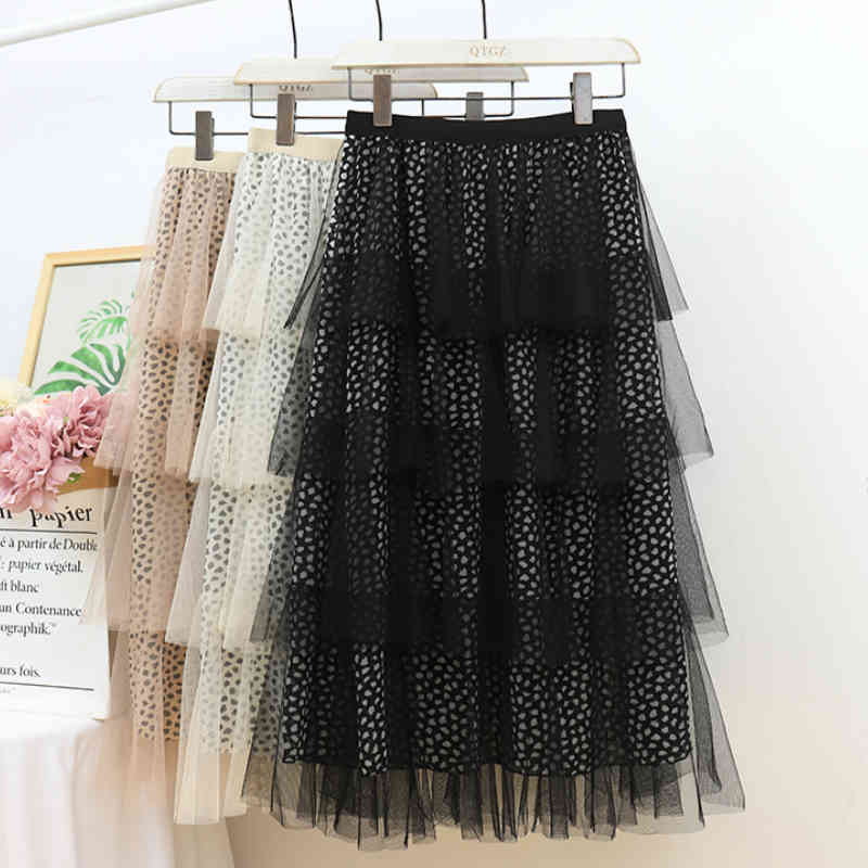 Casual Dresses Summer Polka Dotted Layered Tulle Cake Skirts Multi-layer Leopard Print Cakee Floral Printed Tiered Long NZXS