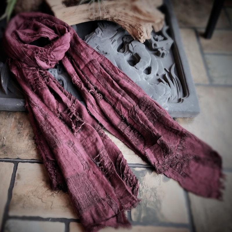 FairyNatural Ladies Retro Scarfs Torn Edges Bandana Autumn Winter Female Vintage Cotton Brief Warm Shawl Clothing Scarves