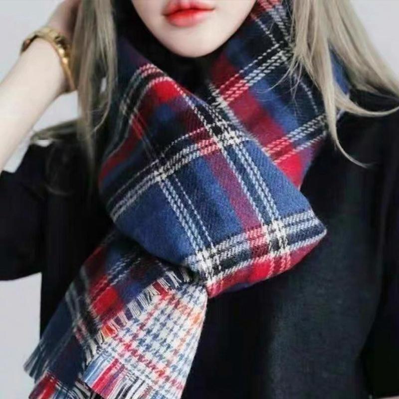 Arrival Fashion Temperament High Quality Knit Comfortable Warm Thick Long Scarf Women Tassel Outdoor Sweet Plaid Shawl Scarves