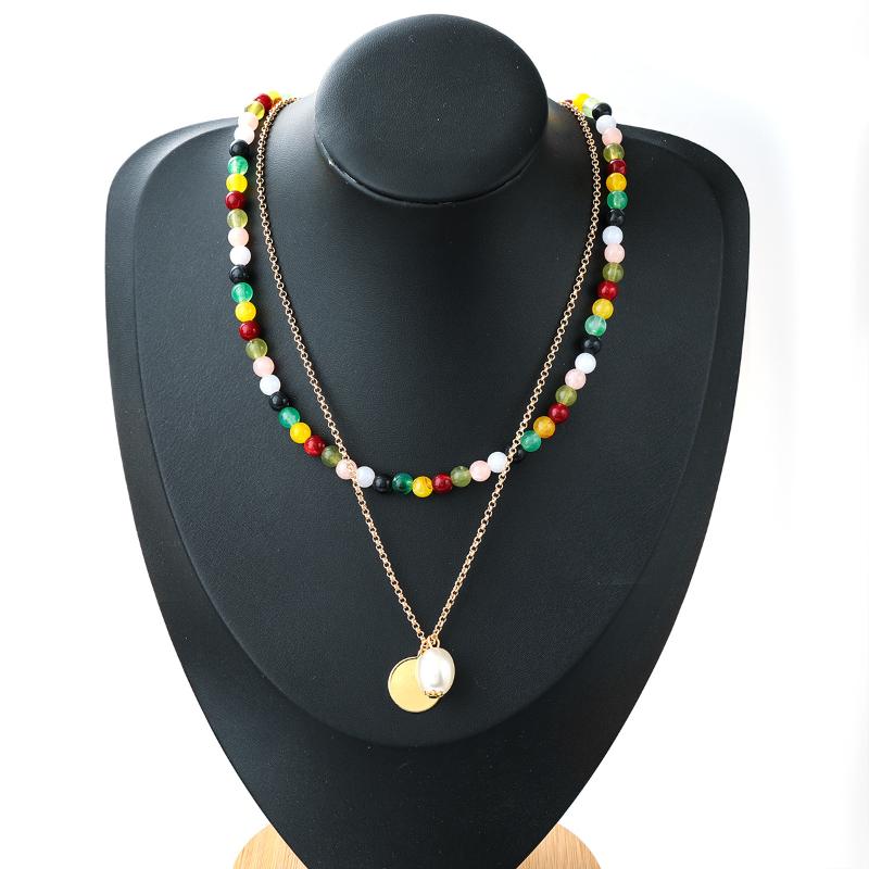 Pcs Multilayer Bead Chains Choker Necklace For Women Hip Hop Fashion Boehmian Long Link Round Disc Pendant Jewelry Necklaces