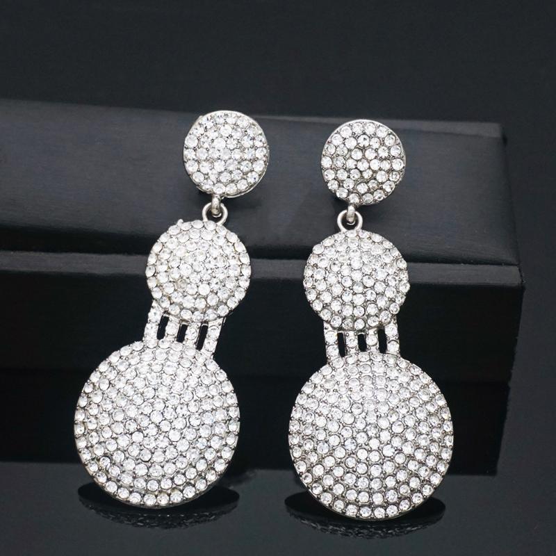 Shining Crystal Rhinestone 3 Round Hoops Pendant Dangle Earrings Geometric Circle Drop Women Jewelry Gift & Chandelier