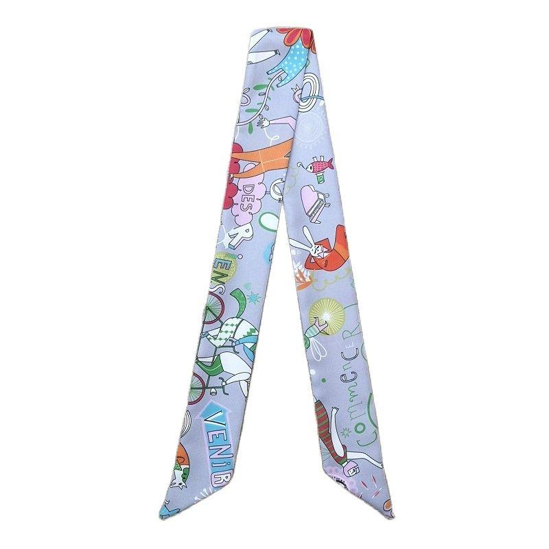 Sweet Style Scarf 2021 Fashion Women Silk Tied Hair Narrow Designer Female Headband Bandana G61 Scarves