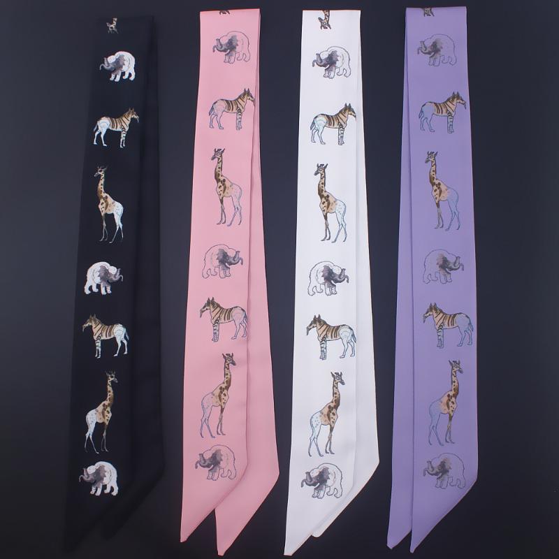 Animal Series Small Silk Scarf Binding Bag Handle Ribbon Women&#039;s Scarves