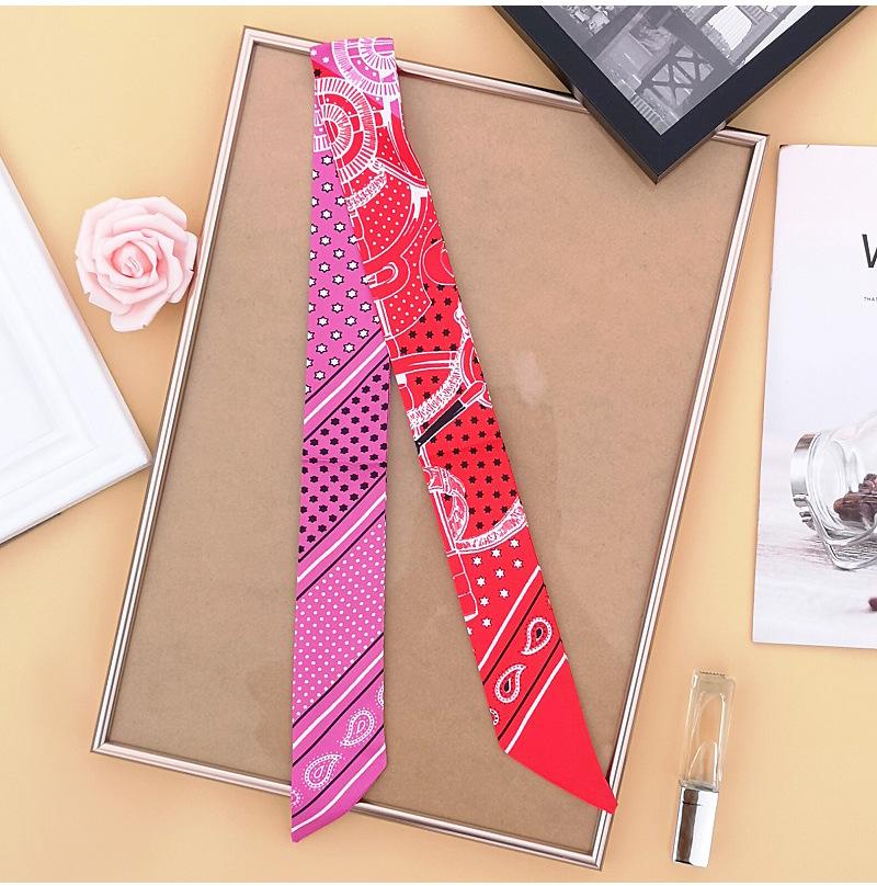 Summer Cashew Flower Silk Scarf Women&#039;s Fashion Long Ribbon Headband Decoration Tie Bag Handle Versatile Ladies Neck G49 Scarves