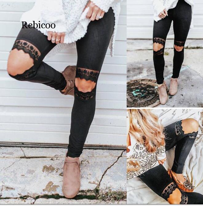 Women&#039;s Pants & Capris Womens Summer Casual Leggings Fashion Skinny Lace High Waist Fitness Hole Elastic Force Workout Slim 488L