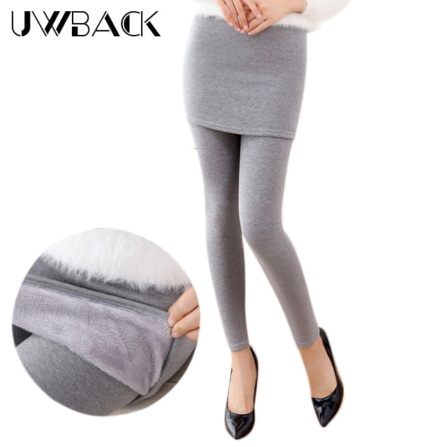 Women&#039;s Pants & Capris Uwback Winter Thick Velvet Leggings Plus Size 3XL Fake Two Piece Skinny Hip Skirt Trousers Slim CBB303 K8VF