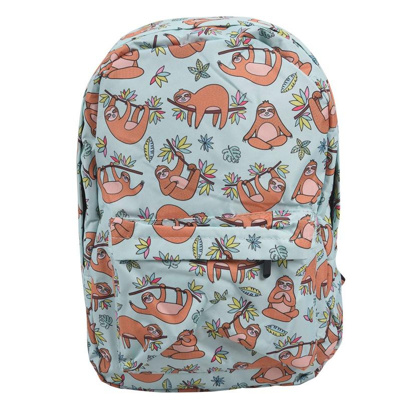 Backpack For Girls Brown Sloth Leaf Water Resistant Print Backpacks Teenage School Bag Travel Bags