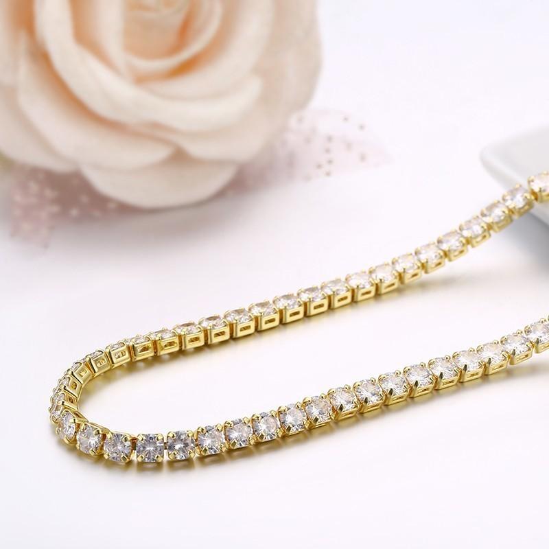 Yellow Gold Color Linked CZ Chain Short Choker Necklace For Women Girls Jewelry 35cm+5cm 4mm Collier Collares Kolye Ketting 14&quot; Chokers