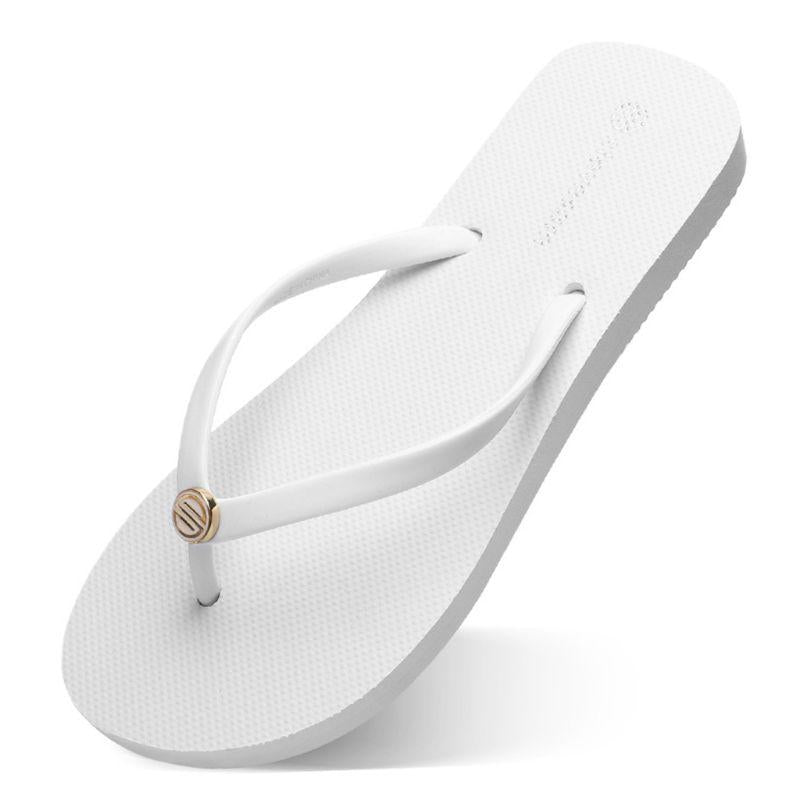 Slippers Women Summer Flat Heel Sandals Candy Color Gold Button Flip Flops Rubber Non-Slip Thong Casual Beach Shoes Slides