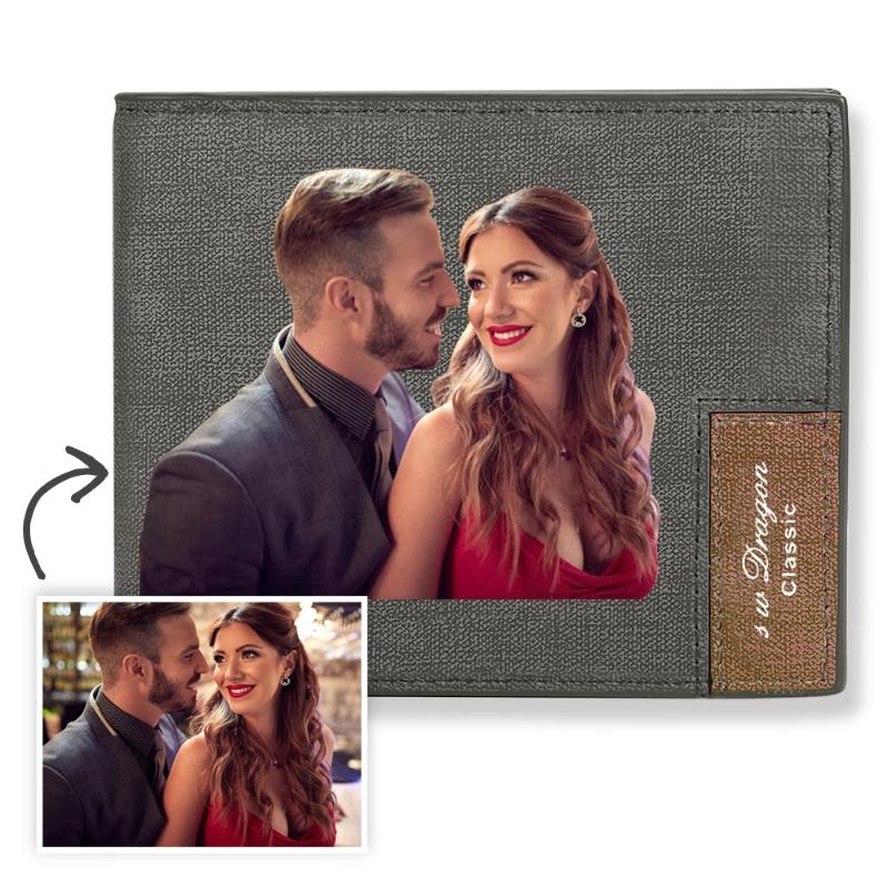 Wallets Men Bifold Custom Po Wallet Personalized Father&#039;s Day Gift For Him Husband Anniversary Gifts Short Do Not Fade