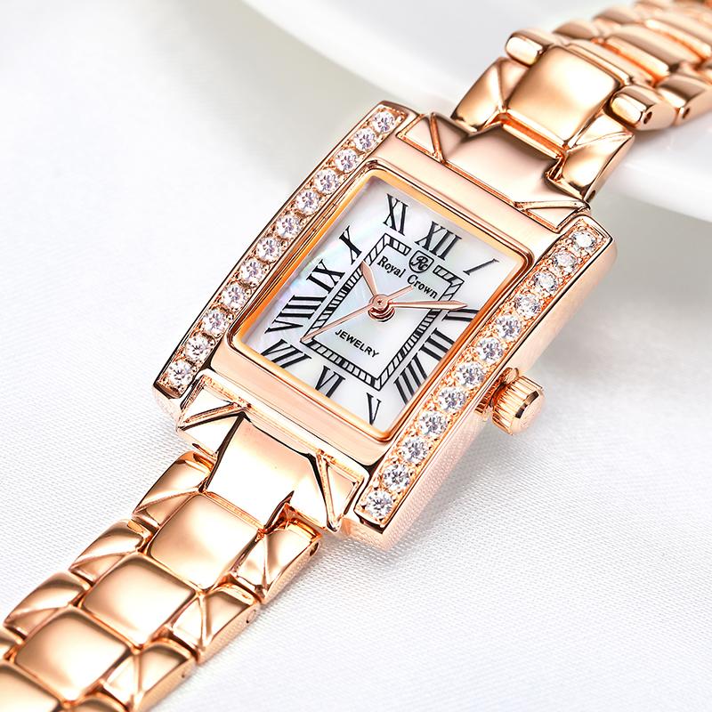 Wristwatches LADY WOMEN&#039;S WATCH JAPAN QUARTZ FASHION FINE DRESS STAINLESS STEEL BRACELET LUXURY CLOCK GIRL&#039;S BIRTHDAY GIFT ROYAL CROWN BOX