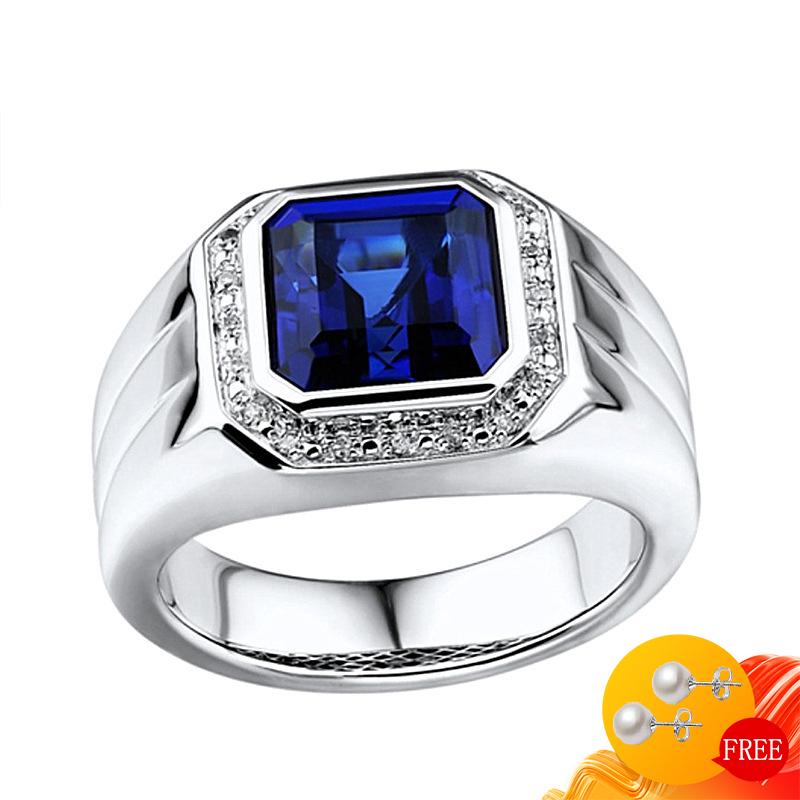 Cluster Rings Trendy 925 Silver Jewelry For Women Men Created Sapphire Zircon Gemstone Finger Ring Wedding Promise Party Gift Ornaments