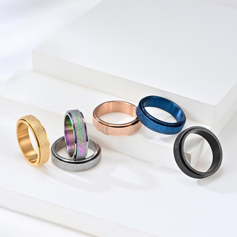 Wedding Rings Titanium Steel Frosted Rotating Ring Colorful Men And Women Couple Gifts